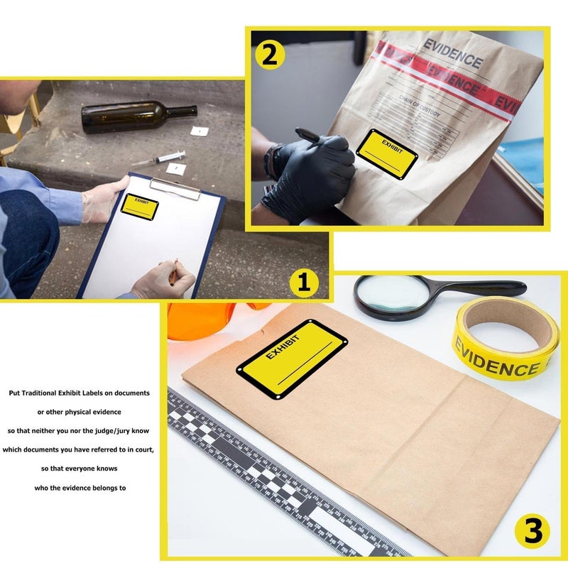 Well Tile 300 Pcs Legal Exhibit Stickers 1.65 x 1 Inches Fluorescent Yellow Color-Coded Exhibit Labels Name Tag Stickers Blank File Folder Labels for Offices Courts Legal Documents Report Dividers - Image 3